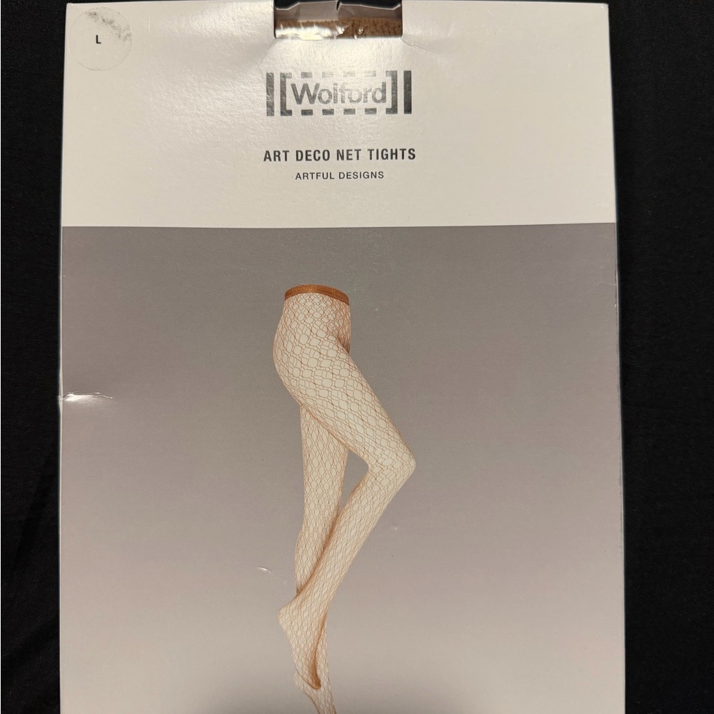 Wolford Geometric Net Tights in Cream and Tan